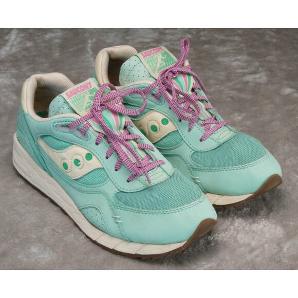 Saucony Shadow 6000 Earth Citizen Green Leather Pink Sneakers Womens 10 Mens 8 - Picture 1 of 16